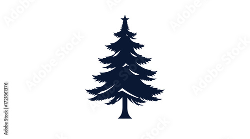 Silhouette of a stylized evergreen tree against a white background.