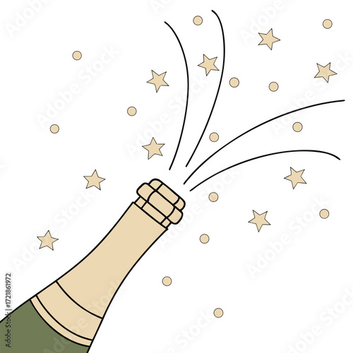 Celebrate with bubbly champagne, stars, and joy - a perfect image for invitations, posters, and social media designs for special occasions