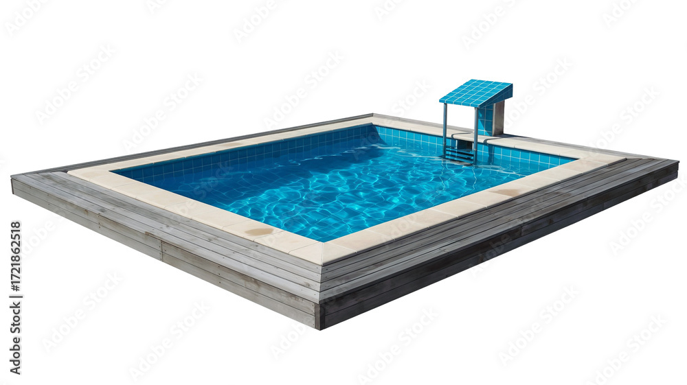 Fototapeta premium Square swimming pool with blue water isolated on transparent background