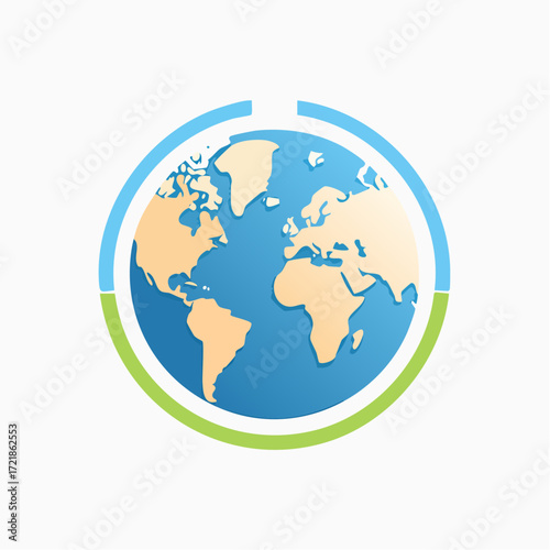 Stylized globe illustration showcasing global connectivity within a modern digital framework