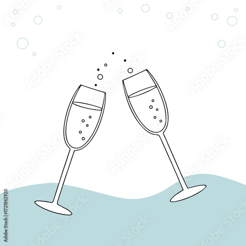 Celebrate success with a sophisticated champagne toast, a minimalist design perfect for invitations, party announcements, and elegant events