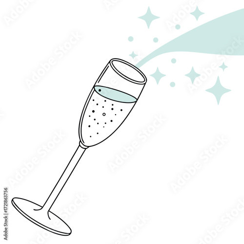 Celebrate stylishly with champagne toast and starbursts for elegant event design or celebratory announcements, cheers to success and new beginnings!