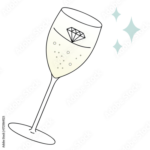 Celebrate with sparkling champagne and a diamond, perfect for anniversaries, engagements, and luxury lifestyle promotions with a sophisticated touch
