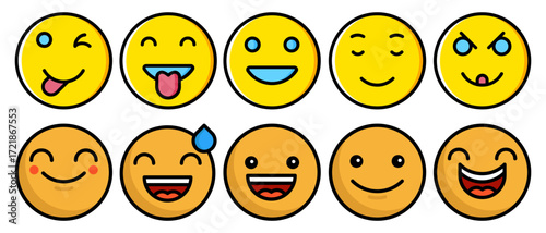 Emoticon set sketch engraving vector illustration. T-shirt apparel print design. Scratch board style imitation