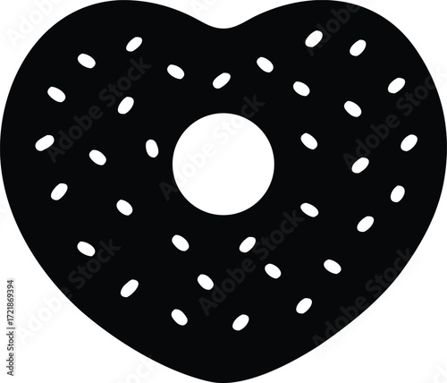 Heart shaped donuts silhouette vector illustration