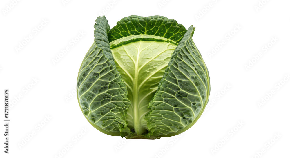 Fototapeta premium Fresh green cabbage isolated on transparent background