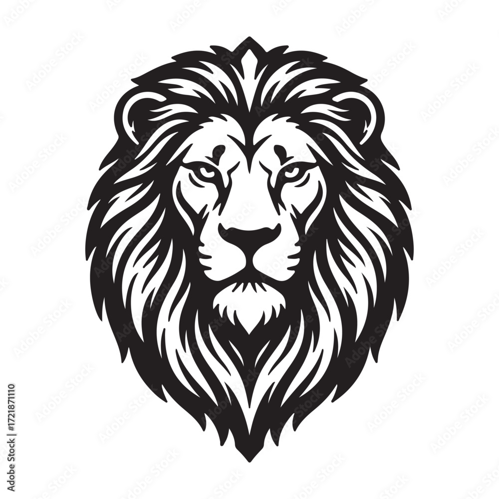 Fototapeta premium Wild roaring lion king head logo