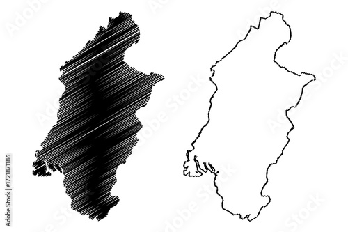Southwest Region (Regions of Cameroon, Republic of Cameroon) map vector illustration, scribble sketch South-West Region map