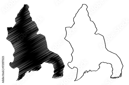 Azua Province (Dominican Republic, Hispaniola, Provinces of the Dominican Republic) map vector illustration, scribble sketch Azua map