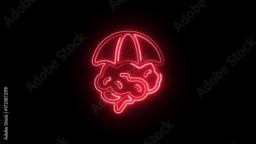 Neon mental care icon isolated on black background motion graphic concept