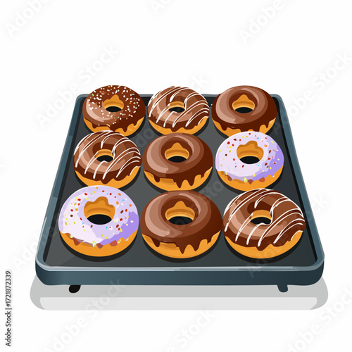 Assorted Glazed Donuts on a Baking Sheet