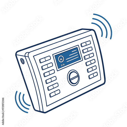 A newspaper icon on a tablet PC shows a wireless internet connection symbol, representing mobile news communication