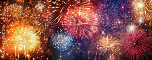 Colorful sparklers Fireworks Exploding displays in Night Sky Festival Celebrations Concept holiday Joy excitement