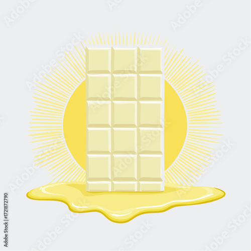 Melting White Chocolate Bar Under a Yellow Sun