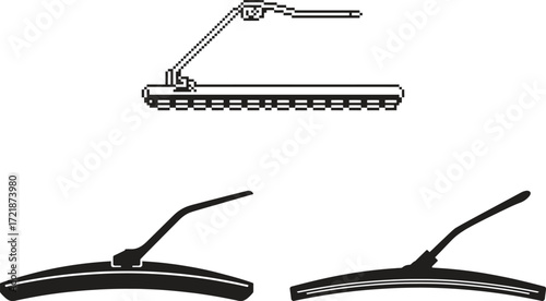 Vintage illustration of three different types of windshield wiper blades