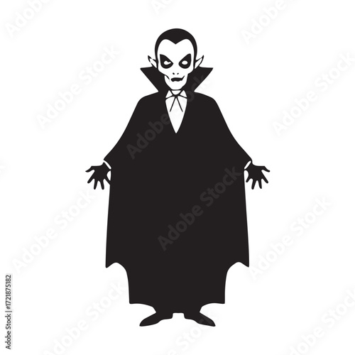 Black silhouette of a vampire in a cape Dracula