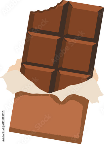 Bitten chocolate bar in wrapper