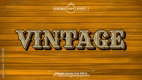 Vintage retro old style grunge 3d editable vector text effect. Authentic rustic typography with old fashioned lettering for stylish poster, headline, title and display design. 