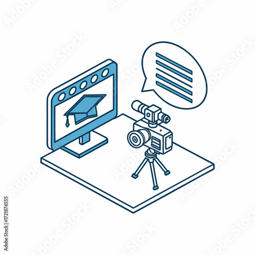 Futuristic cyborg with a video camera on its head