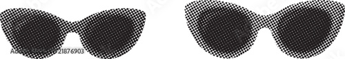 Black and White Sunglasses Icon  Vintage Halftone Style Illustration