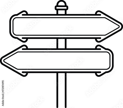 Blank directional arrow signs on a post for your text