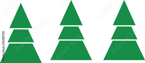Geometric shape illustration, stacked trapezoid design, green pyramid structure, symmetry concept art, minimal graphic, educational pattern, white background