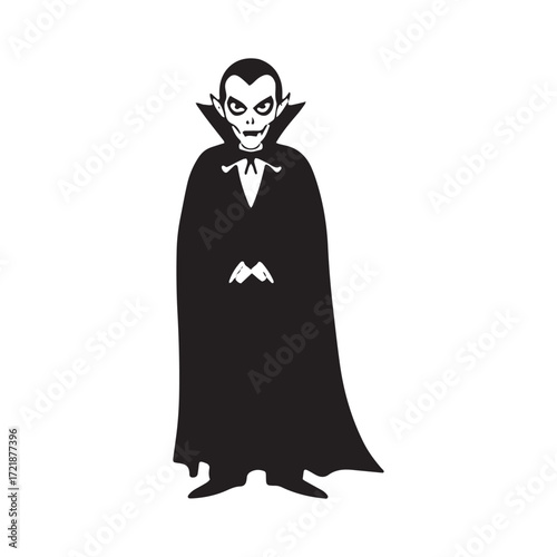 Vampire Silhouette with Cape and Fangs halloween spooky