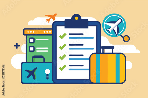 Preparing for a successful journey with checklists and travel essentials displayed in vibrant colors