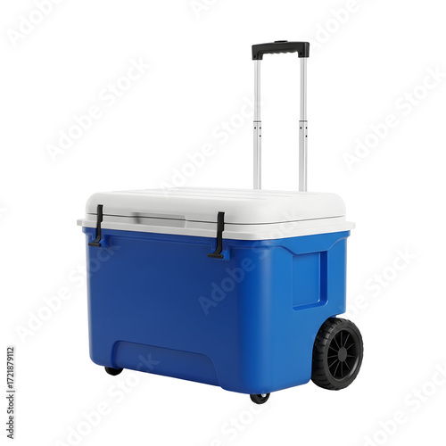 Blue And White Rolling Cooler