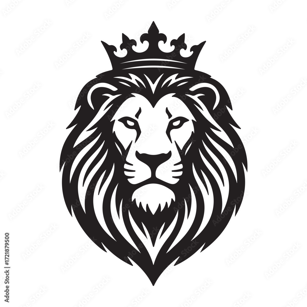 Obraz premium Majestic Lion Head with Crown Regal Heraldry