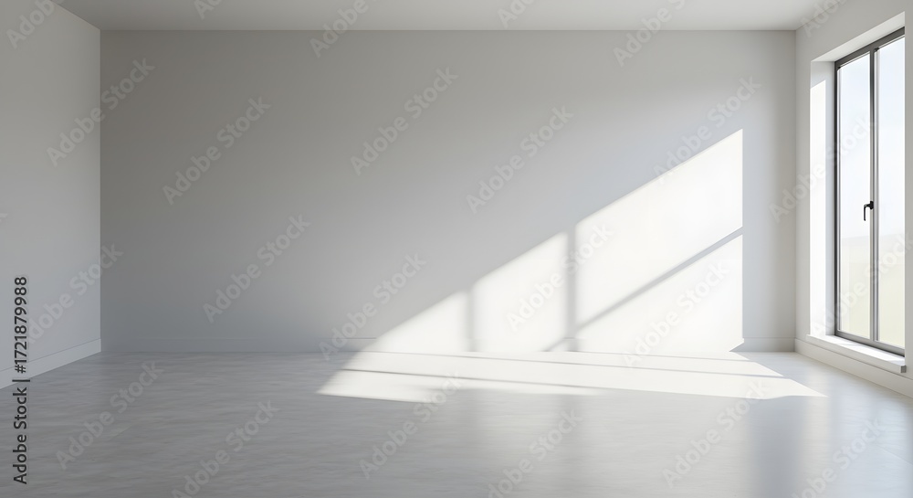 Obraz premium Minimalist Empty Room with Natural Light and Window View