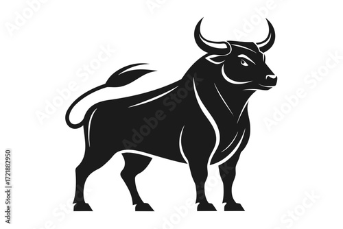 Black and white cow and bull silhouette vector illustration