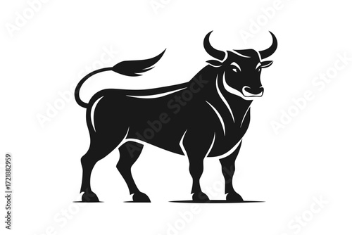 Black and white cow and bull vector illustration silhouette
