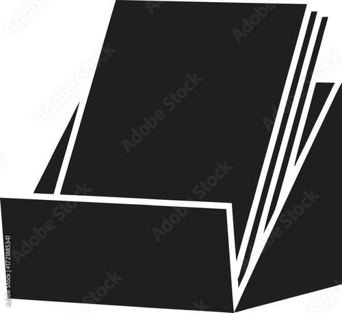 Black silhouette of a brochure holder with blank cards