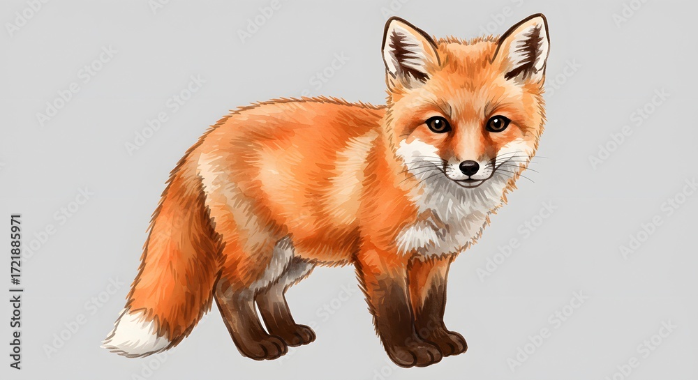 Fototapeta premium Watercolor Red Fox Illustration - Cute Wildlife Animal Portrait