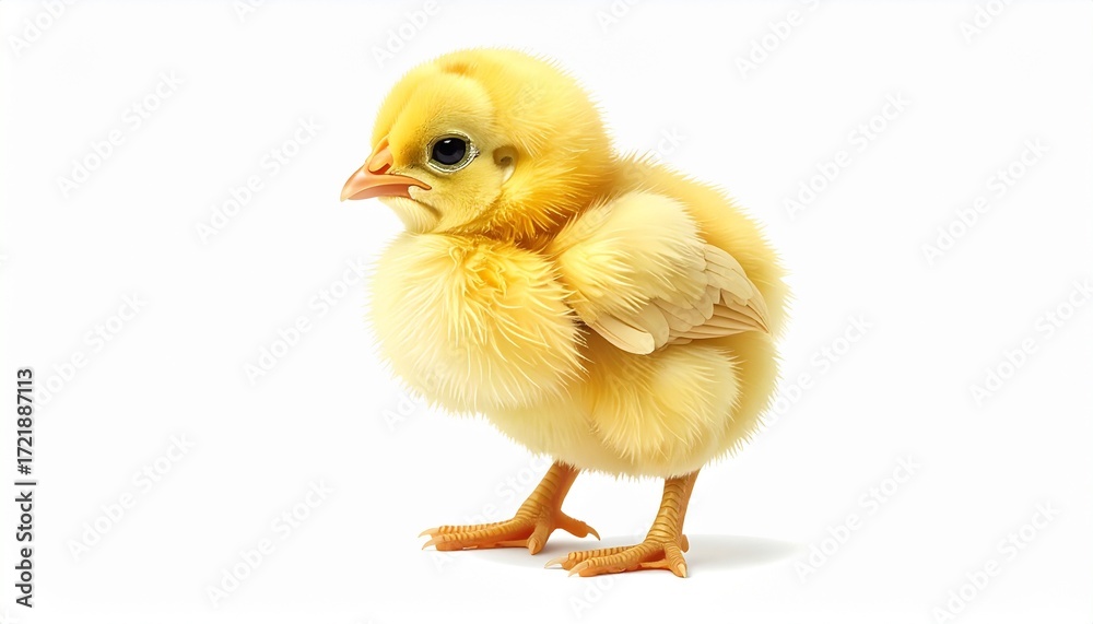 Obraz premium Fluffy Yellow Chick—Springtime Symbol of Innocence on White Background