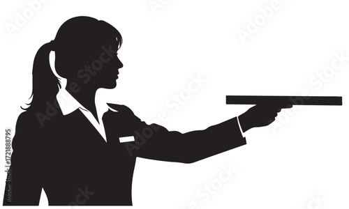Silhouette of a Person Holding a Tray