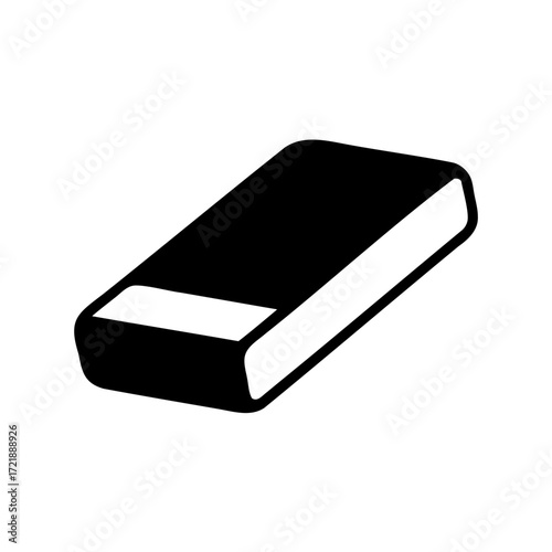 Simple black and white image of a standard block style pencil eraser