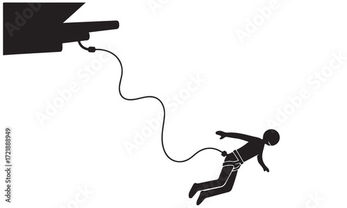 Person Bungee Jumping from a High Cliff