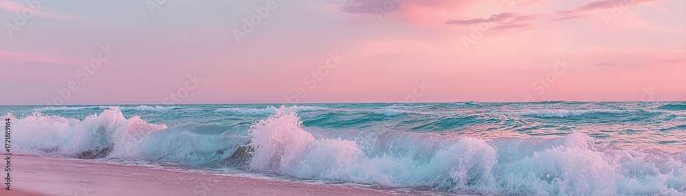 Fototapeta premium Waves Crash Onto Shore at Myrtle Beach Sunset