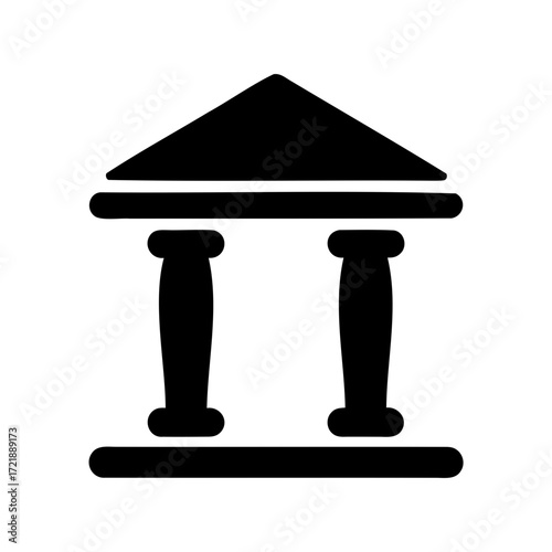 Simple Black and White Icon of a Classical Building with Columns