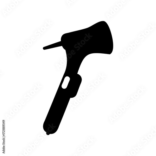 Silhouette of an otoscope, a medical instrument used for examining the ear