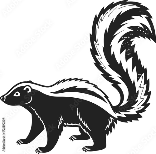 Wallpaper Mural beaver, sitting, holding stick, detailed sketch, black and white, woodcut style, high contrast, bold lines
 Torontodigital.ca