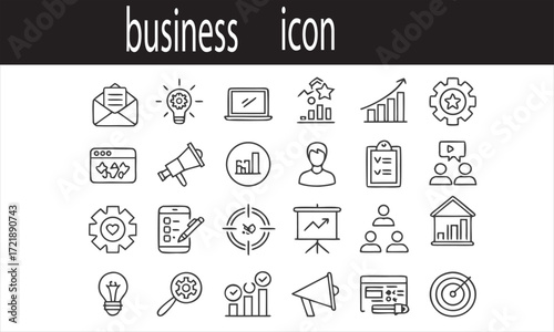 Hand drawn business icons representing growth strategy and marketing concepts