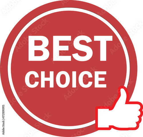Best Choice Badge with Thumbs Up Icon – Quality Guarantee & Top Recommendation Symbol. Resize and editable, EPS 10.