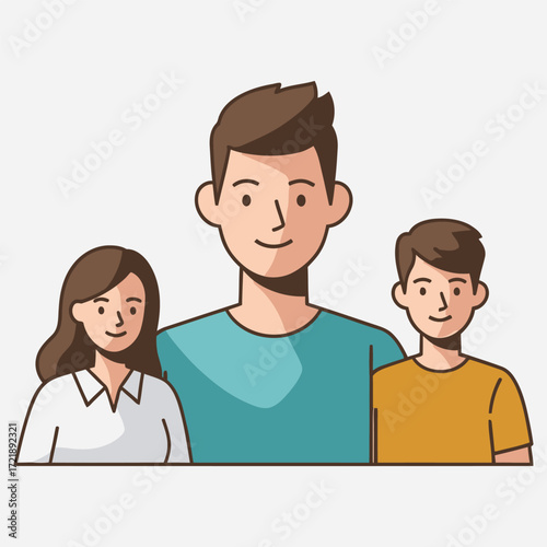 Family portrait A heartwarming illustration of parents and a child in a simple and appealing style