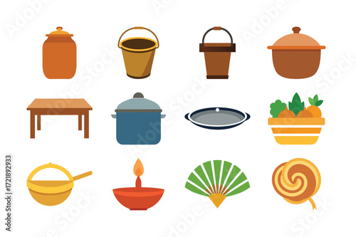 "Kitchen Item Bundle | Cooking Tools, Utensils, Pots, Pans, and Accessories Icon Set"