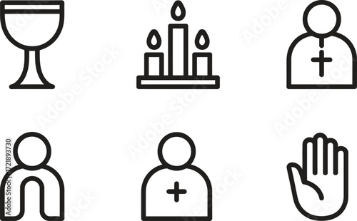 Set of religious icons representing faith and spirituality