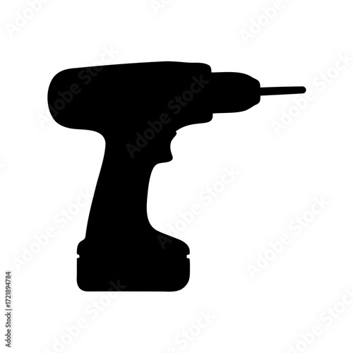 Silhouette of a cordless power drill for woodworking and home improvement