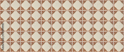 Revestimento de porcelana antiga vintage, parede de cozinha com azulejo branco e vermelho